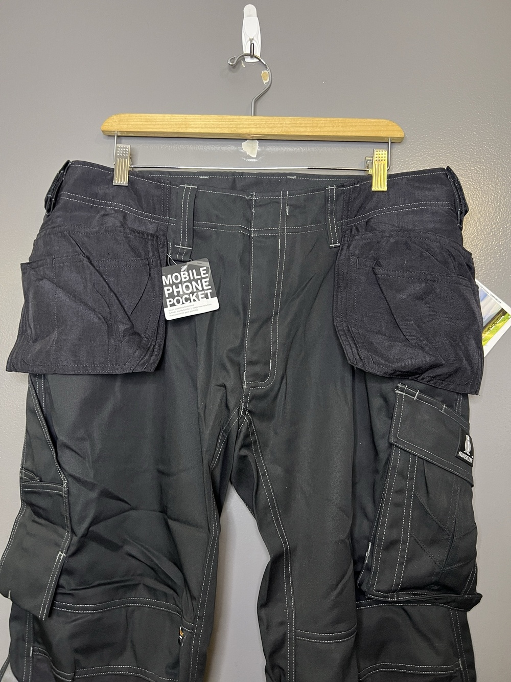 Mascot Cargo Pants Mens 38W" Black Lindau 3/4 Cordura Workwear 14449-442-09